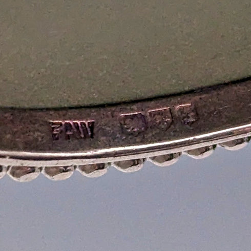 1952 British Vintage Wedgwood Sterling Silver & Green Jasperware Oval Brooch