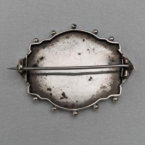 英國古董銀製花鳥圖案胸針