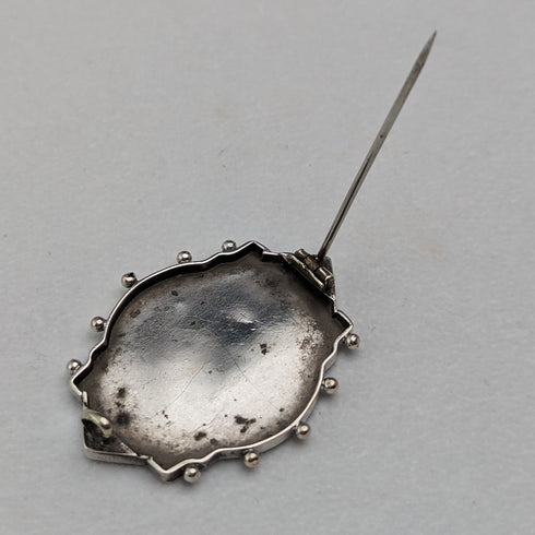 英國古董銀製花鳥圖案胸針