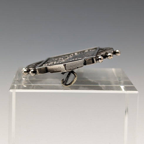 英國古董銀製花鳥圖案胸針