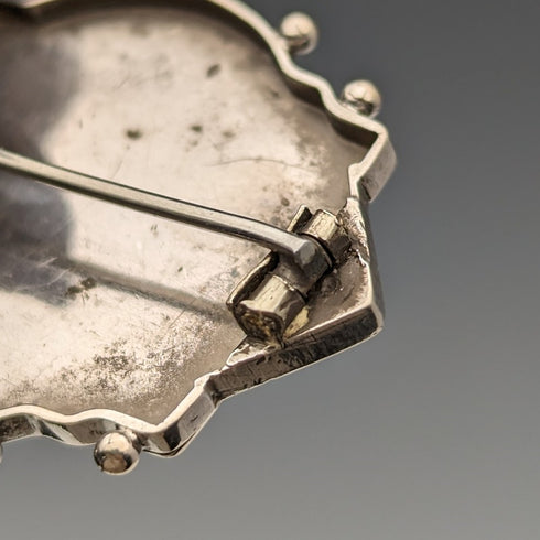 英國古董銀製花鳥圖案胸針