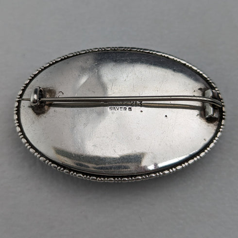 アンティーク 蝶の羽によるオランダ風景 シルバー製ブローチ