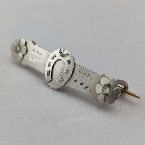 Broche de plata de ley con diseño de herradura, antigüedad británica de 1897, Ward Brothers