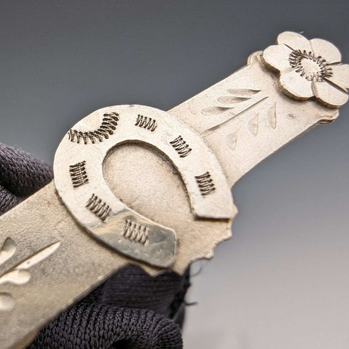 Broche de plata de ley con diseño de herradura, antigüedad británica de 1897, Ward Brothers