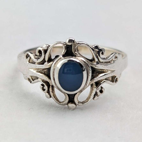 British Vintage Jewelry Bluestone Sterling Silver Ring (No. 9.5) Ring
