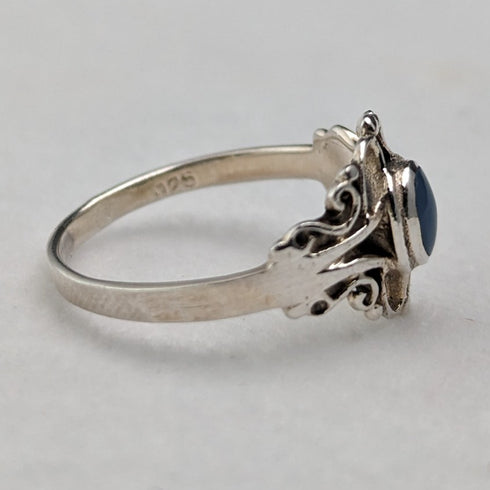 英国ヴィンテージジュエリー ブルーストーン 純銀リング(9.5号)指輪