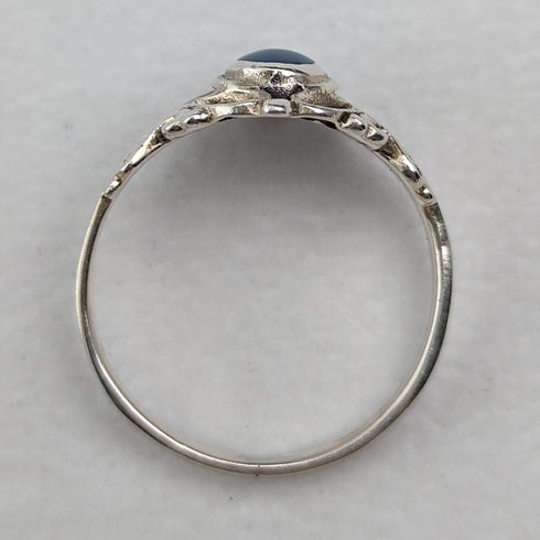 英国ヴィンテージジュエリー ブルーストーン 純銀リング(9.5号)指輪