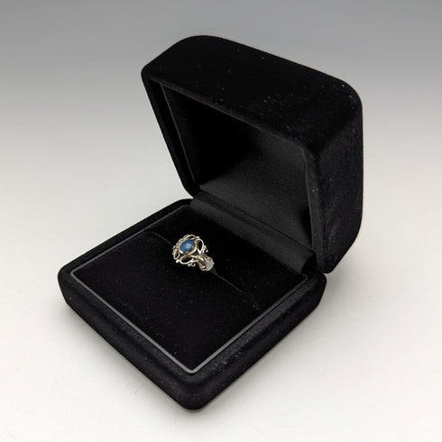 英国ヴィンテージジュエリー ブルーストーン 純銀リング(9.5号)指輪