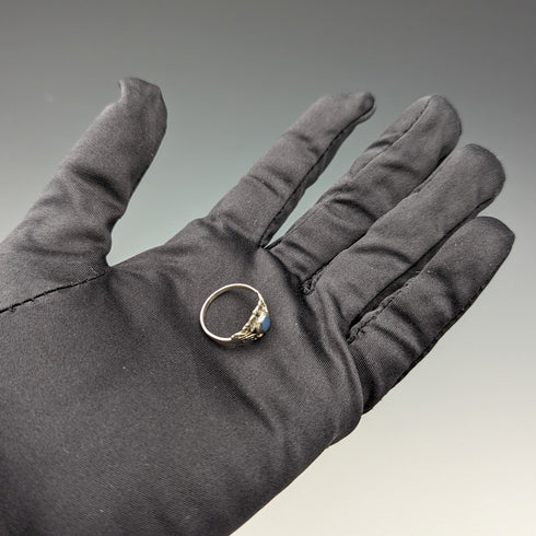 英国ヴィンテージジュエリー ブルーストーン 純銀リング(9.5号)指輪