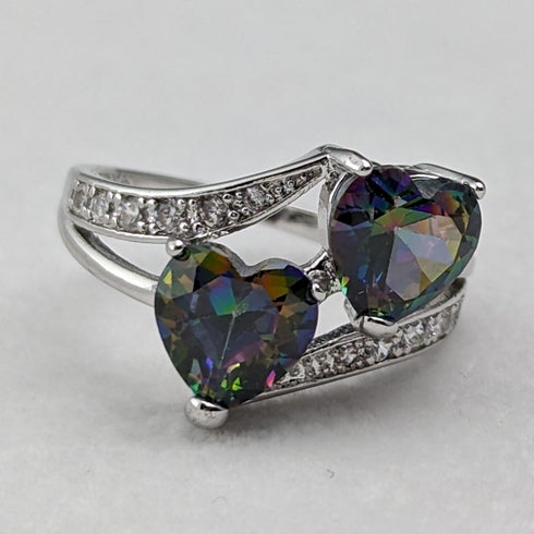 英国ヴィンテージジュエリー マルチカラー 純銀 トワエモアリング(9.5号)指輪