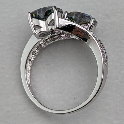 英国ヴィンテージジュエリー マルチカラー 純銀 トワエモアリング(9.5号)指輪