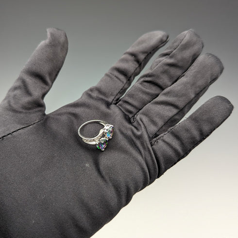 英国ヴィンテージジュエリー マルチカラー 純銀 トワエモアリング(9.5号)指輪