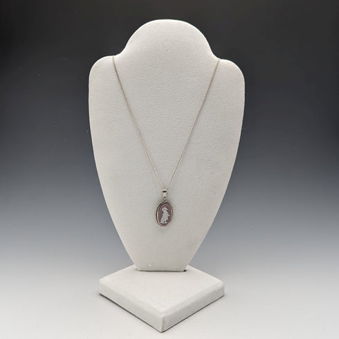 英国ヴィンテージ ウェッジウッド 純銀&ライラックジャスパー ペンダント ネックレス