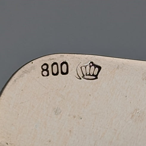 古董 800 銀糕點盤,附玫瑰雕塑