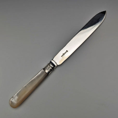 1925 年英國古董白色珍珠柄麵包刀盒裝 John Batt