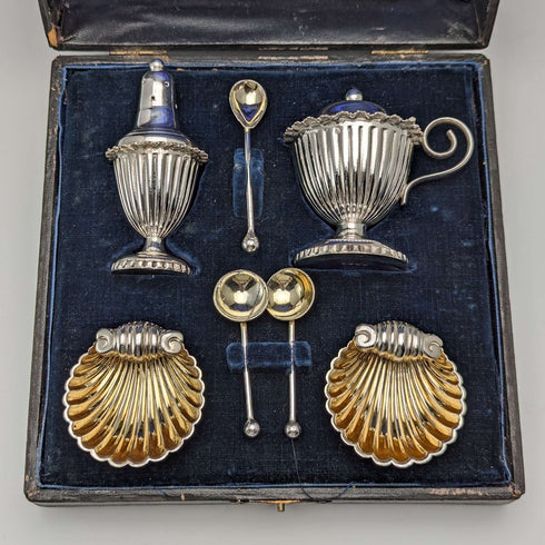 Circa 1910 British Antique Silver Plated Seasoning Container Set Boxed