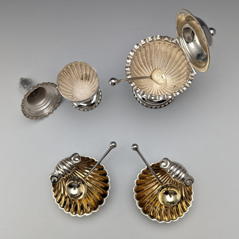 約 1910 年英國古董鍍銀調味容器套裝盒裝