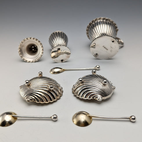 約 1910 年英國古董鍍銀調味容器套裝盒裝