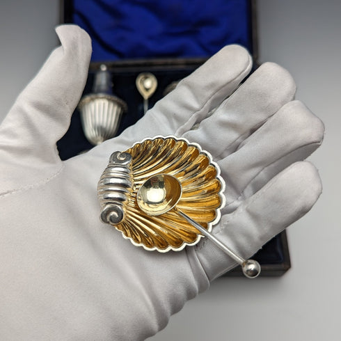 約 1910 年英國古董鍍銀調味容器套裝盒裝