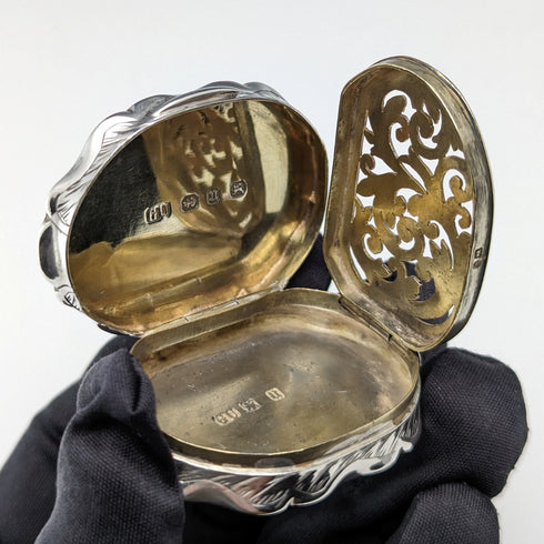 1894 British Antique Sterling Silver Vinaigrette George Unite