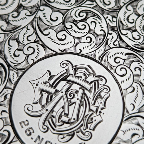 1897年 英国アンティーク 純銀製 両開き型カードケース 122g Deakin and Francis