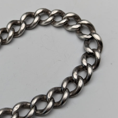 Circa 1900 British Antique Sterling Silver Albert Chain 35g 2 Color Rotating Fob