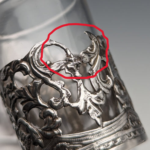 1906 British Antique Sterling Silver Holder Liqueur Glass Set of 5 Marks and Cohen Case