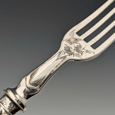 1860年頃 英国アンティーク 純銀ハンドル デザートカトラリー ペア