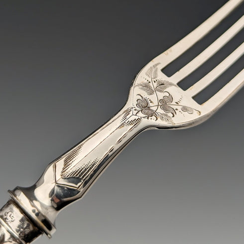 1860年頃 英国アンティーク 純銀ハンドル デザートカトラリー ペア