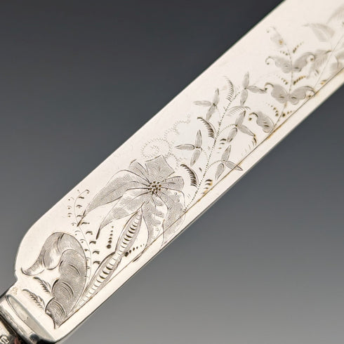 1860年頃 英国アンティーク 純銀ハンドル デザートカトラリー ペア