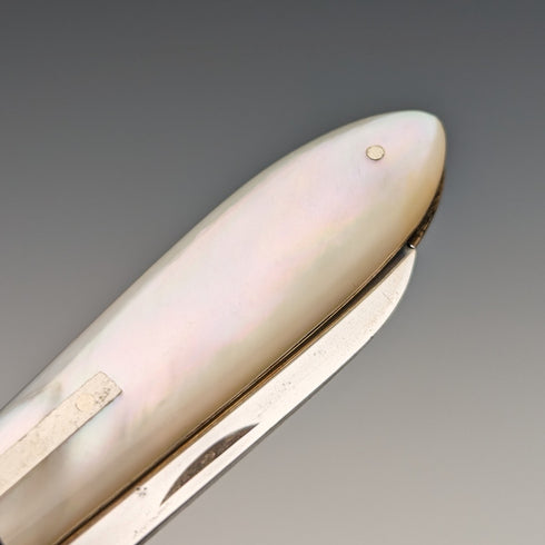 1913 年英國古董白色珍珠手柄純銀刀片小刀約瑟夫羅傑斯