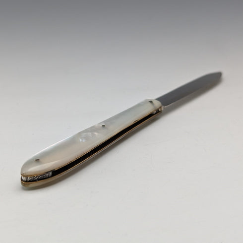 1913 年英國古董白色珍珠手柄純銀刀片小刀約瑟夫羅傑斯