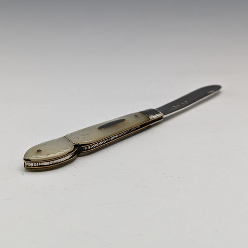1912 年英國古董白色珍珠柄純銀刀片小刀威廉李約瑟