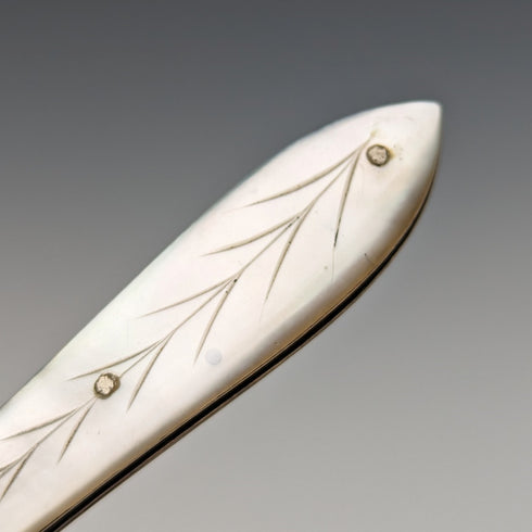 1884 年英國古董白色珍珠手柄純銀刀片小刀 Hilliard and Thomason