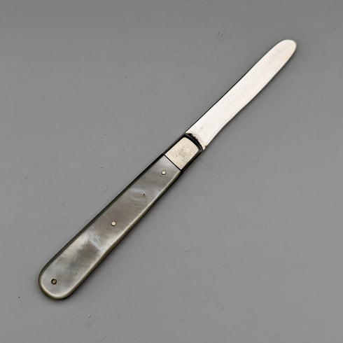 1914 年英國古董白色珍珠手柄純銀刀片小刀亨利威廉森