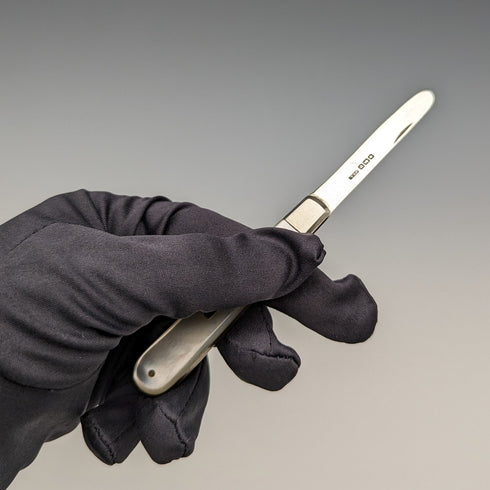 1914 年英國古董白色珍珠手柄純銀刀片小刀亨利威廉森