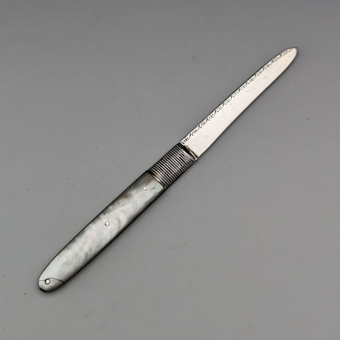 19 世紀早期格魯吉亞英國古董白色珍珠手柄純銀刀片小刀