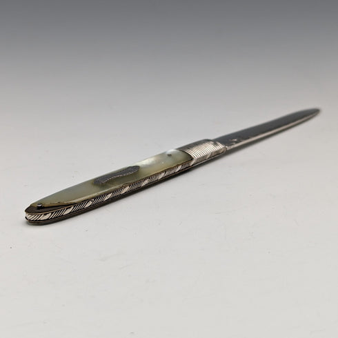 19 世紀早期格魯吉亞英國古董白色珍珠手柄純銀刀片小刀