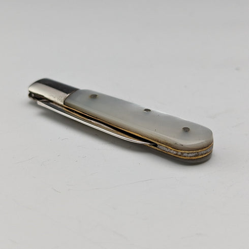 1930 年英國復古白色珍珠手柄純銀刀片小刀威廉李約瑟