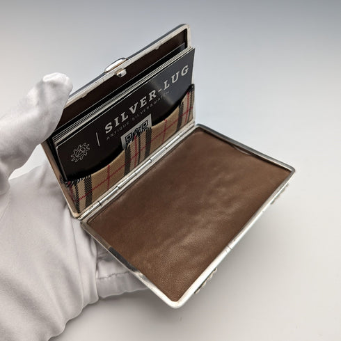 1900年 英国アンティーク 天使彫刻 両開き型 純銀カードケース 117g WILLIAM COMYNS