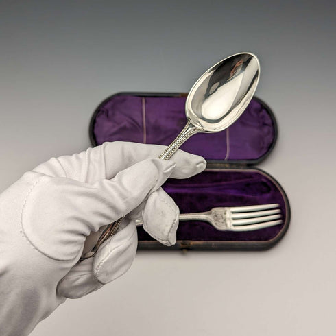 Circa 1870 British Antique Silver Plated Cleaning Set in Case