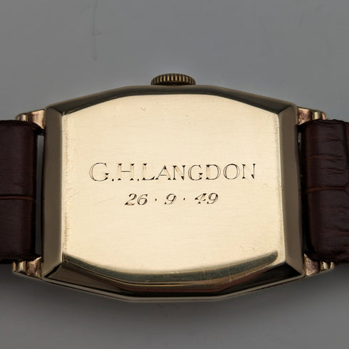 1949 年英國復古 Benson K9 純金直角 Dennison 錶殼機械手錶運作良好