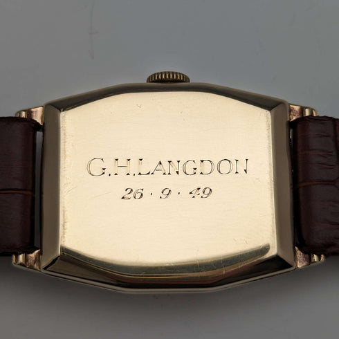 1949 British Vintage Benson K9 solid gold rectan Dennison case mechanical watch in good working order