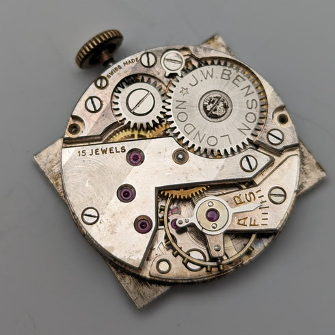 1949 年英國復古 Benson K9 純金直角 Dennison 錶殼機械手錶運作良好