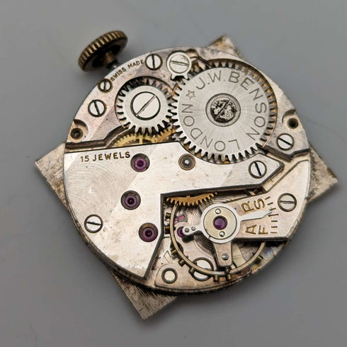 1949 British Vintage Benson K9 solid gold rectan Dennison case mechanical watch in good working order