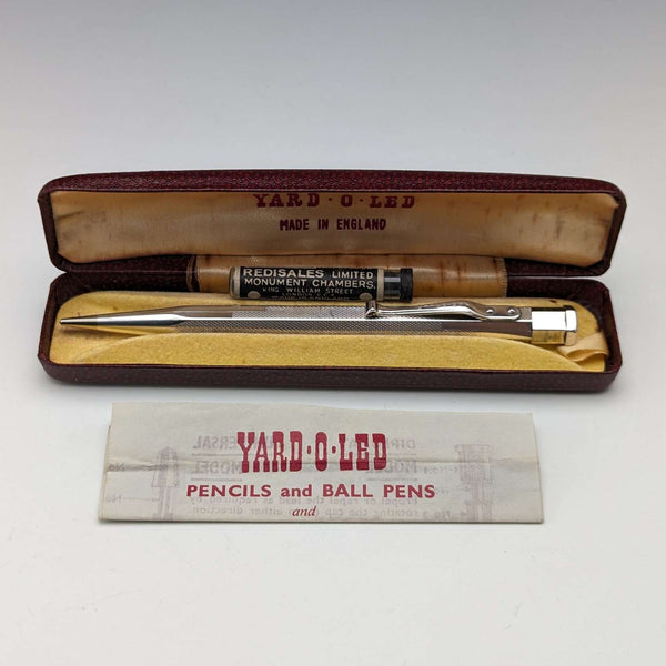 英國復古 Yard O' Red 捲製銀色六角形自動鉛筆(附盒子)