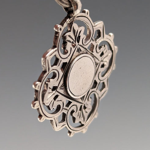 Circa 1900 British Antique Sterling Silver Albert Chain 62g Medal Fob