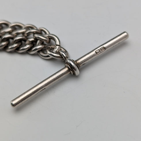 Circa 1920 British Antique Sterling Silver Albert Chain 61g Mini Album Fob