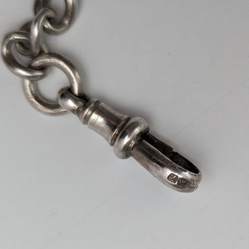 Circa 1920 British Antique Sterling Silver Albert Chain 61g Mini Album Fob