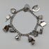 British vintage sterling silver charm bracelet 37g